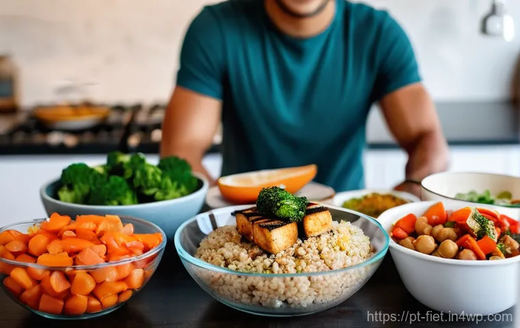 플렉시테리언 식단을 위한 주말동안의 요리 - **"A vibrant and organized kitchen scene showcasing a person, warmly dressed in casual, comfortable ...