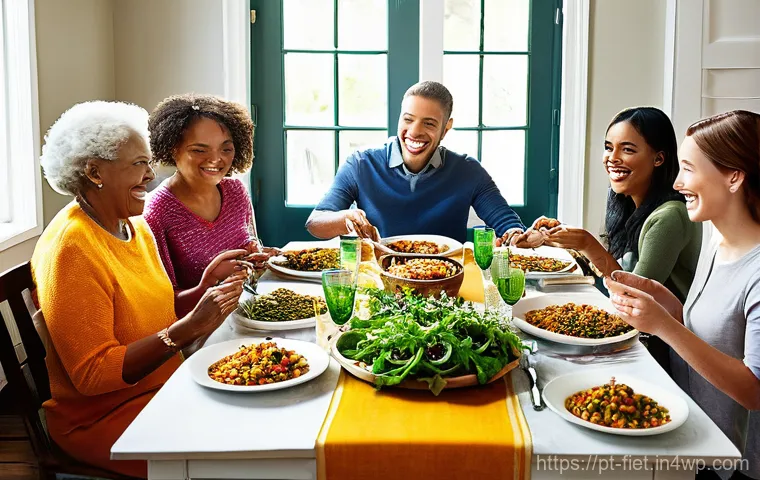 플렉시테리언 식단과 관련된 최신 연구 결과 - **Prompt:** A diverse group of friends or a multi-generational family (including adults and teens) i...