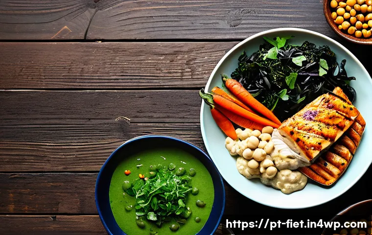플렉시테리언 식단에서의 체중 관리 비법 - A vibrant, colorful flexitarian meal spread on a rustic wooden table, featuring diverse plant-based ...